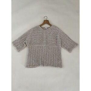 Pure Jill Kimono Sweater Women X-Small White Gray Beige Chunky Knit Pullover‎ XS